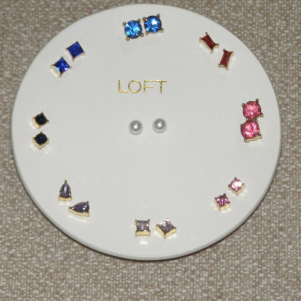 NWT Loft Enamel Stud Earring Set Of 9 Reds / Blues & More